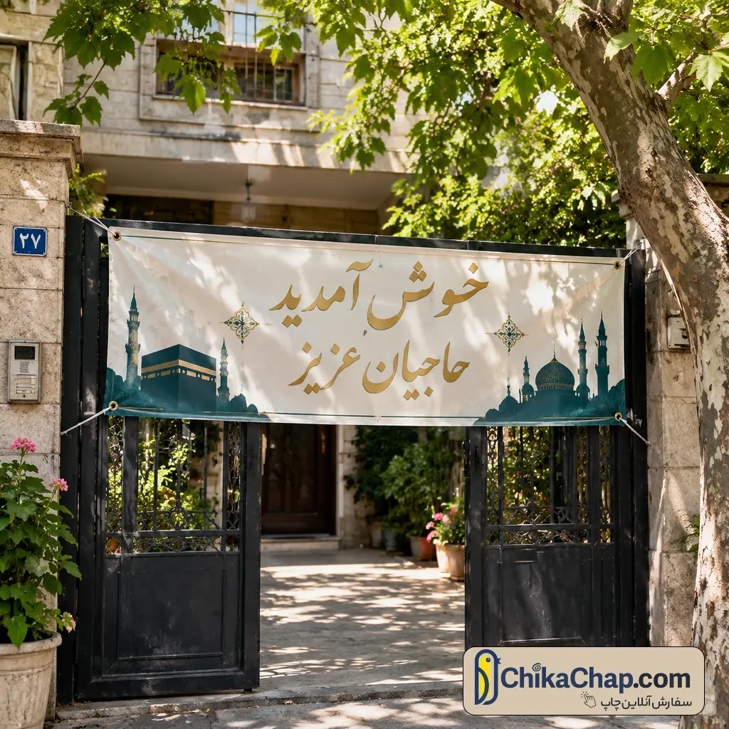 چاپ بنر کربلایی و خیرمقدم مکه با متریال ضد آب و تحویل فوری